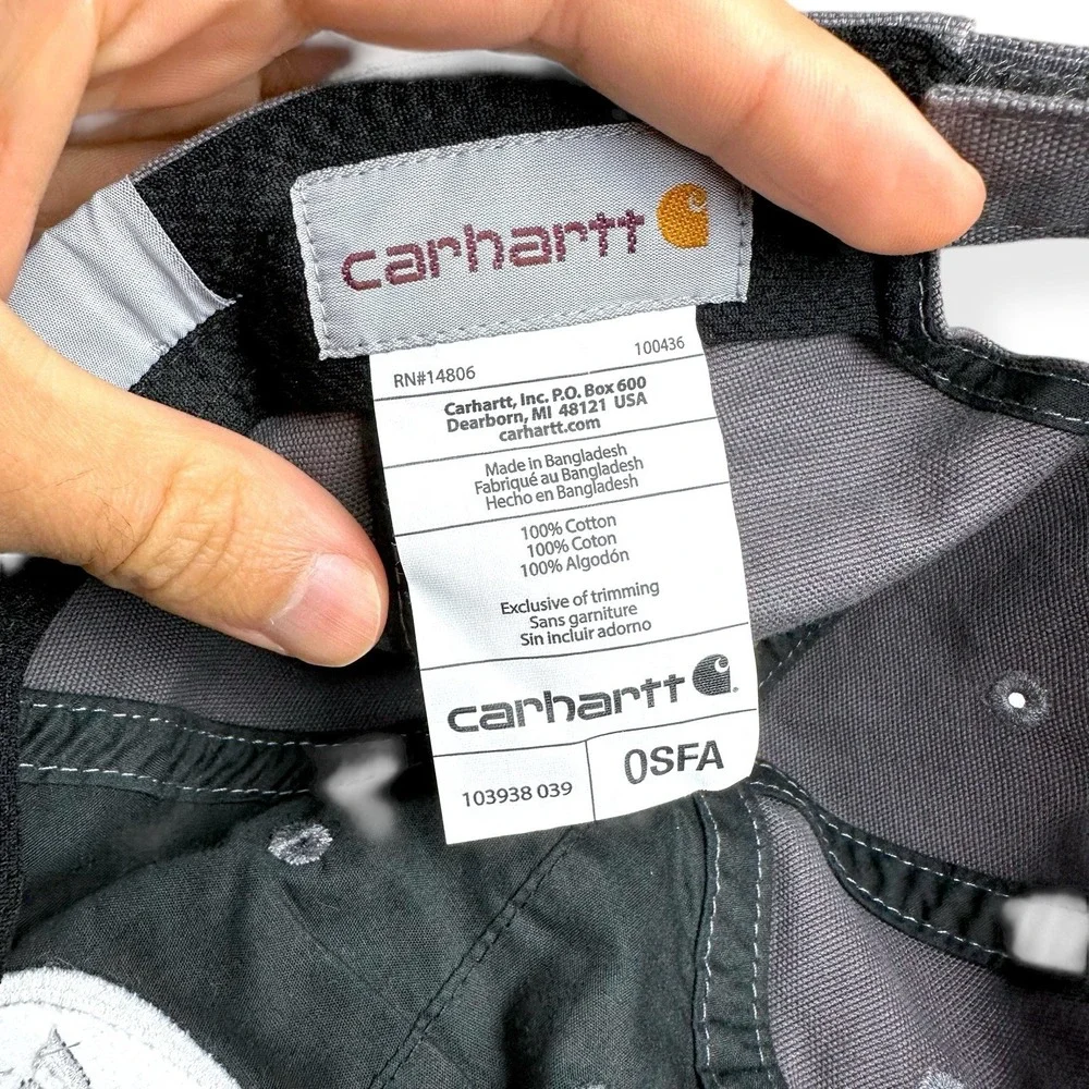 NEW Carhartt Men's Cotton Canvas Hat Adjustable Baseball‎ Cap Gray *Company Logo